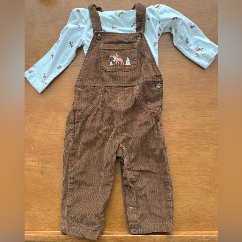 Carter's Brown Overalls with Moose Design